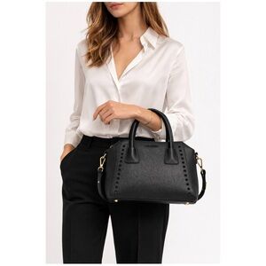 Valentino by M. Valentino Black Studs Leather Satchel